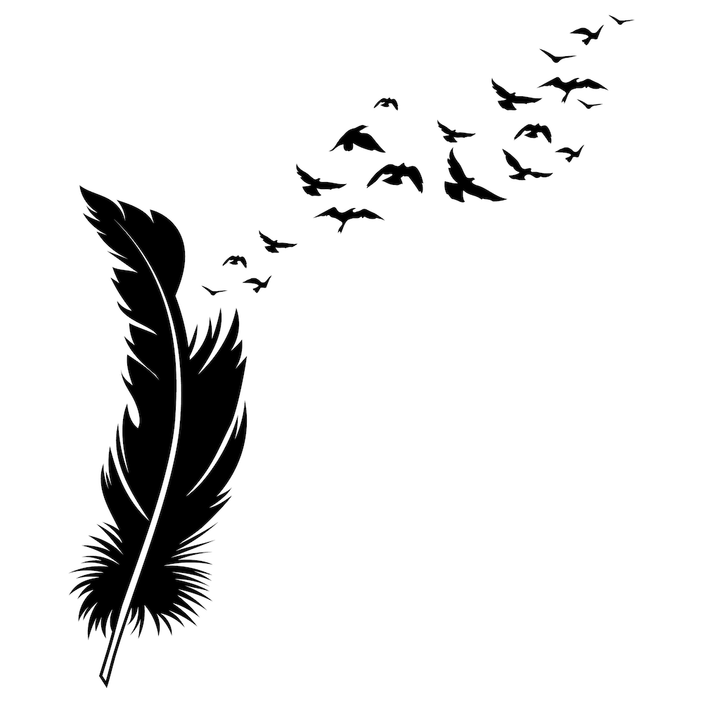 Birds flying off a feather illustraion